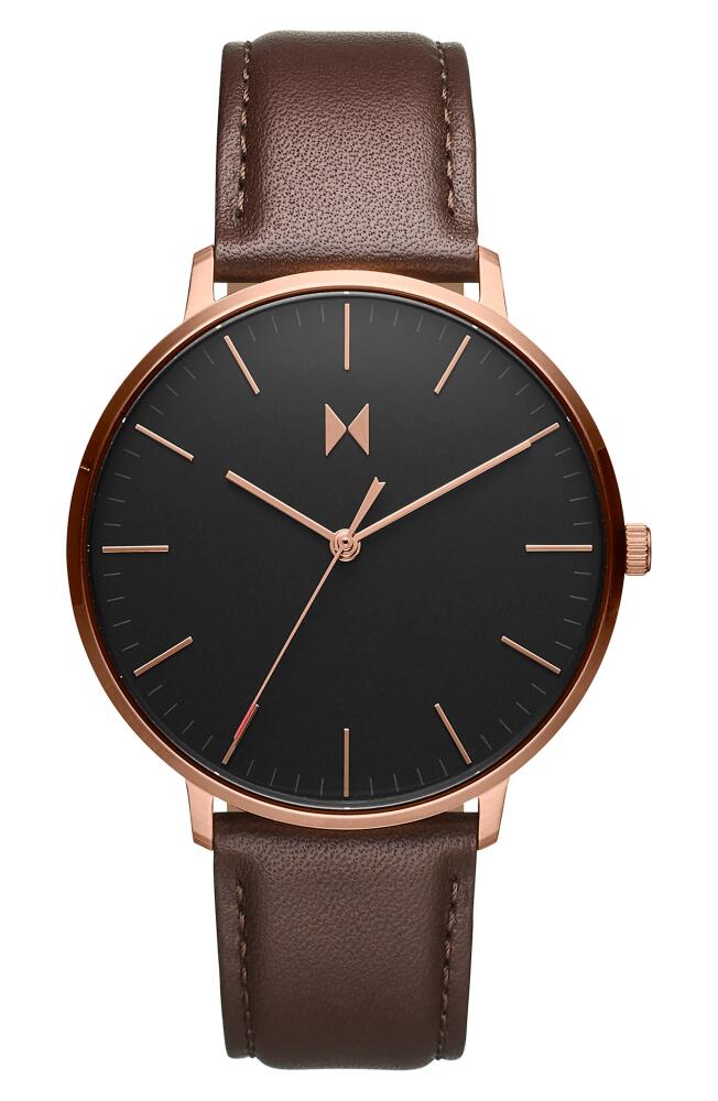 MVMT Legacy Slim Leather Strap Watch, 42mm in Black/Brown Cover