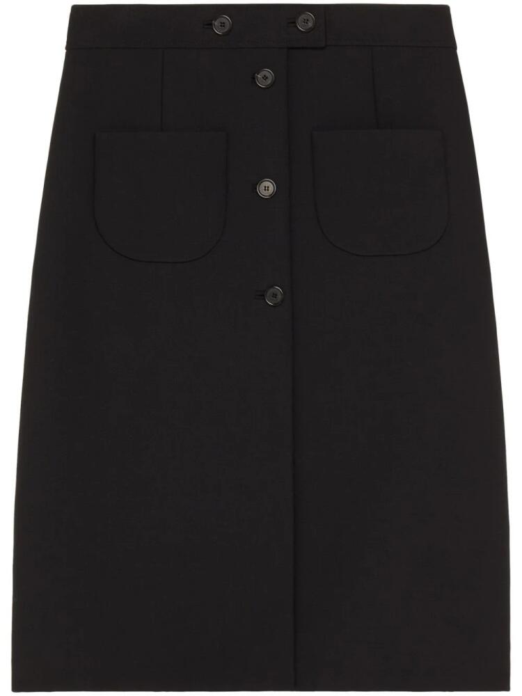 Courrèges crepe-textured A-line midi skirt - Black Cover