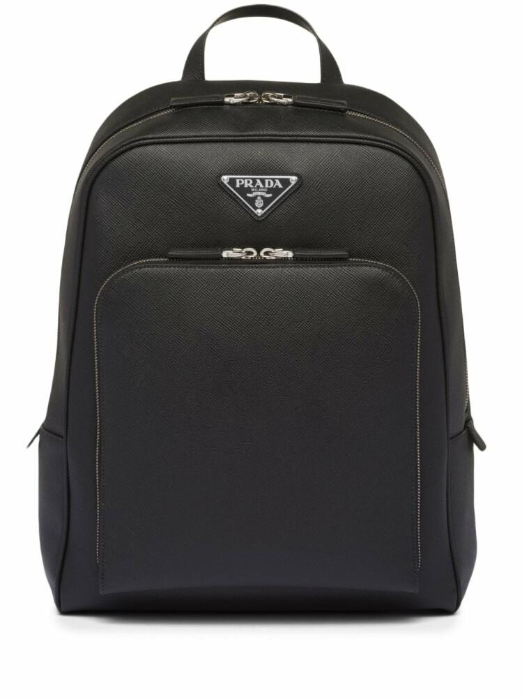 Prada Saffiano-leather triangle-logo backpack - Black Cover