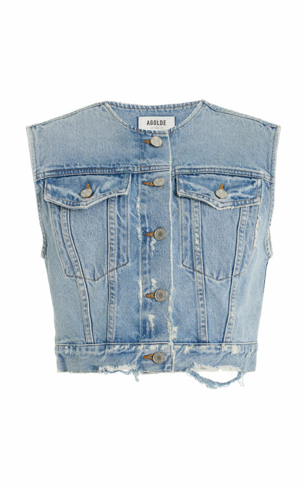 Agolde - Leo Cropped Denim Vest - Light Wash Cover