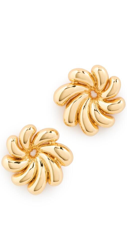 Lele Sadoughi Pinwheel Flower Button Earrings Gold Cover