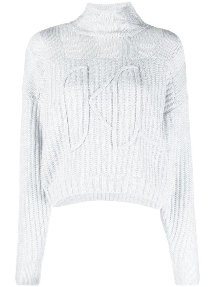 Karl Lagerfeld appliqué-logo chunky-knit jumper - Silver Cover