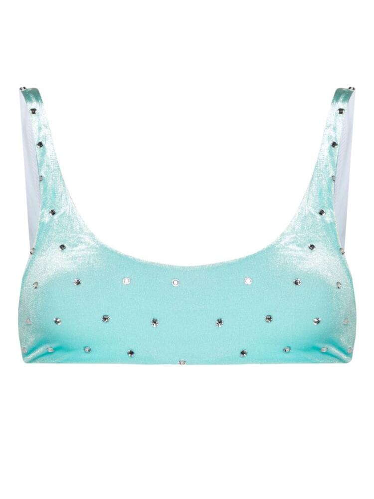 DSQUARED2 crystal-embellished velvet bikini top - Blue Cover