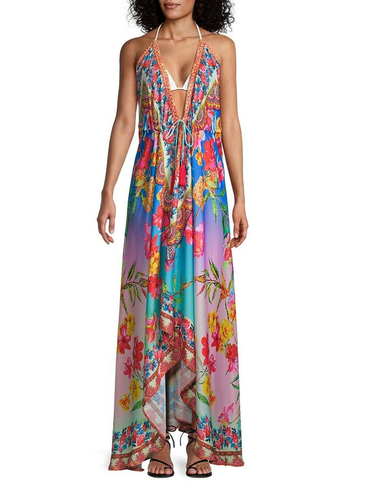 Ranee's Women's Floral Tassel-Tie Maxi Cover-Up Dress - Ombre Cover