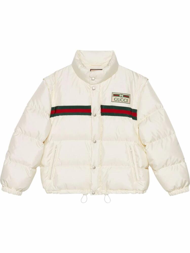 Gucci logo-patch padded bomber jacket - White Cover