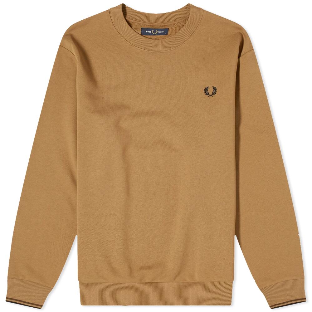 Fred Perry Men's Crew Neck Sweatshirt in Shaded Stone/Burnt Tobacco Cover