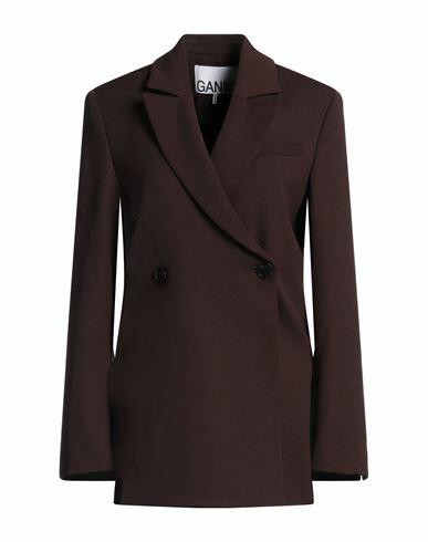 Ganni Woman Blazer Cocoa Polyester, Wool, Elastane Cover