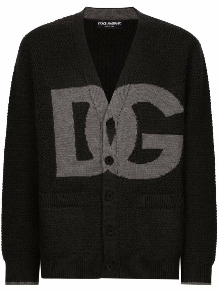 Dolce & Gabbana logo-intarsia cardigan - Grey Cover