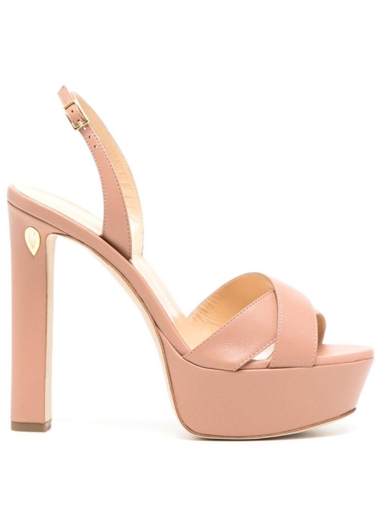 Jennifer Chamandi crossover-straps high-heel leather sandals - Pink Cover