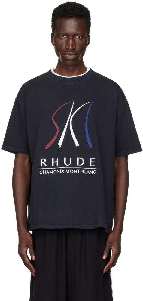 Rhude Black 'Chamonix Mont-Blanc' T-Shirt Cover