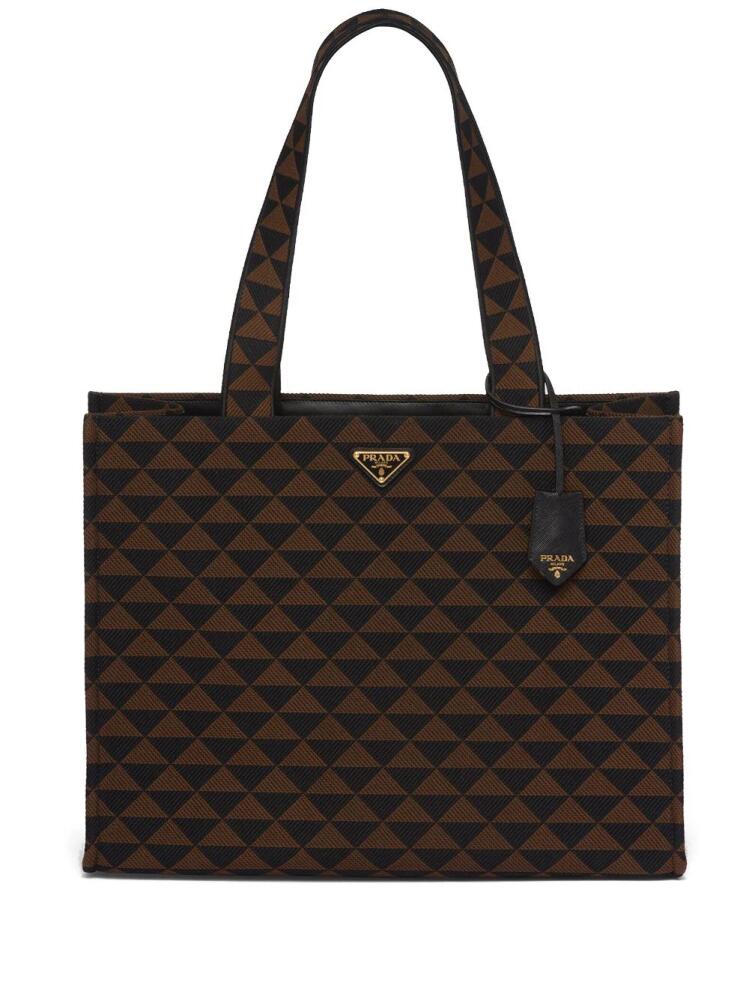 Prada çarge Symbole geometric-print tote - Brown Cover