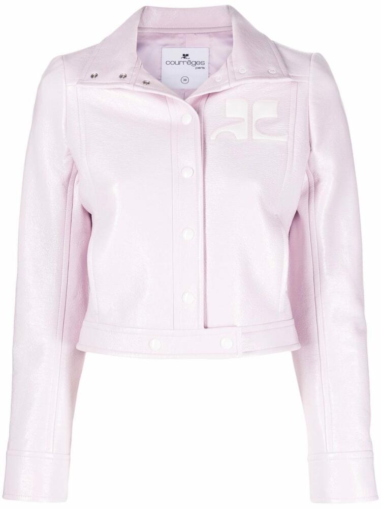 Courrèges cropped faux-leather jacket - Pink Cover