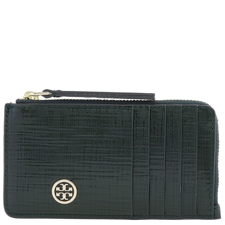 Tory Burch Patent Leather Robinson Crosshatched Card Case Cover