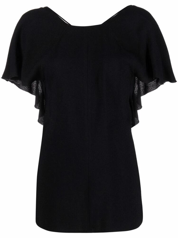 Victoria Beckham ruffle-detail short-sleeve top - Black Cover