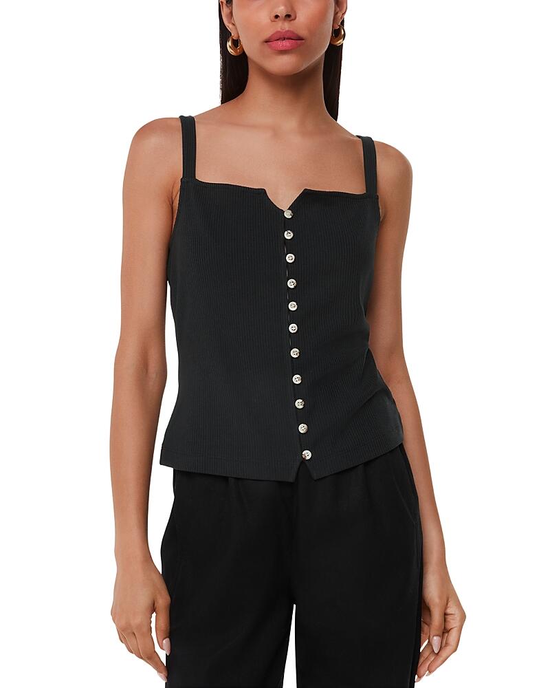 Whistles Ribbed Button Front Top Cover