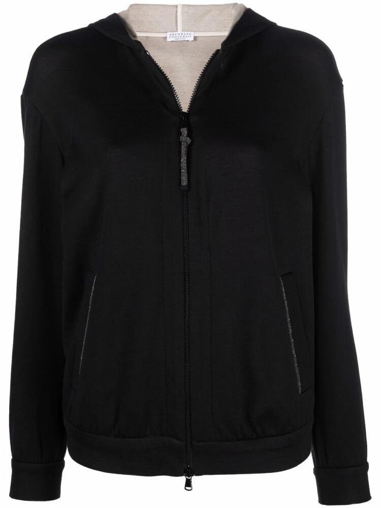 Brunello Cucinelli monili-trim zip-front hoodie - Black Cover