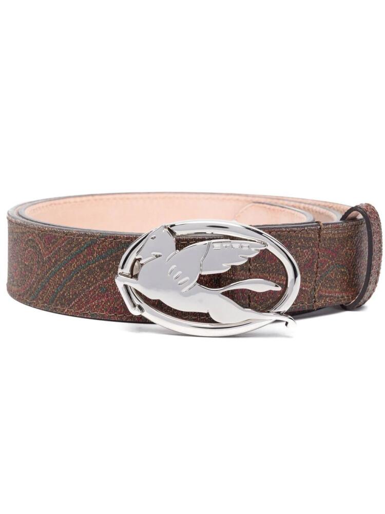 ETRO paisley-print pegasus-buckle belt - Brown Cover