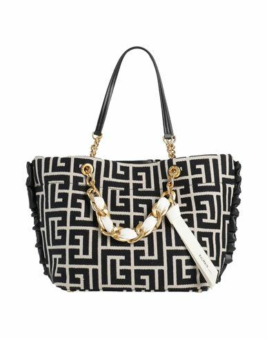 Balmain Woman Handbag Black Cotton, Polyester, Lambskin, Calfskin Cover