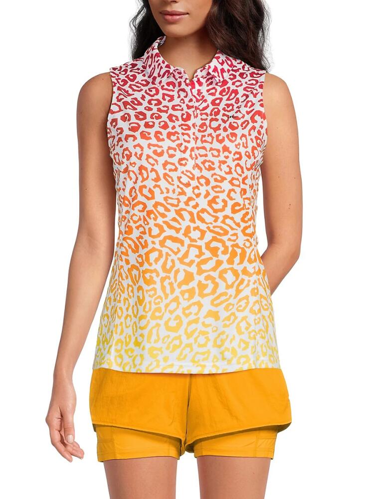 J. Lindeberg Women's Dena Print Sleeveless Polo - Orange Cover