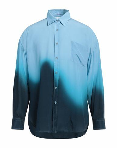 Ermanno Scervino Man Shirt Sky blue Silk Cover