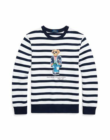 Polo Ralph Lauren Polo Bear Striped Fleece Sweatshirt Man Sweatshirt White Cotton, Polyester Cover