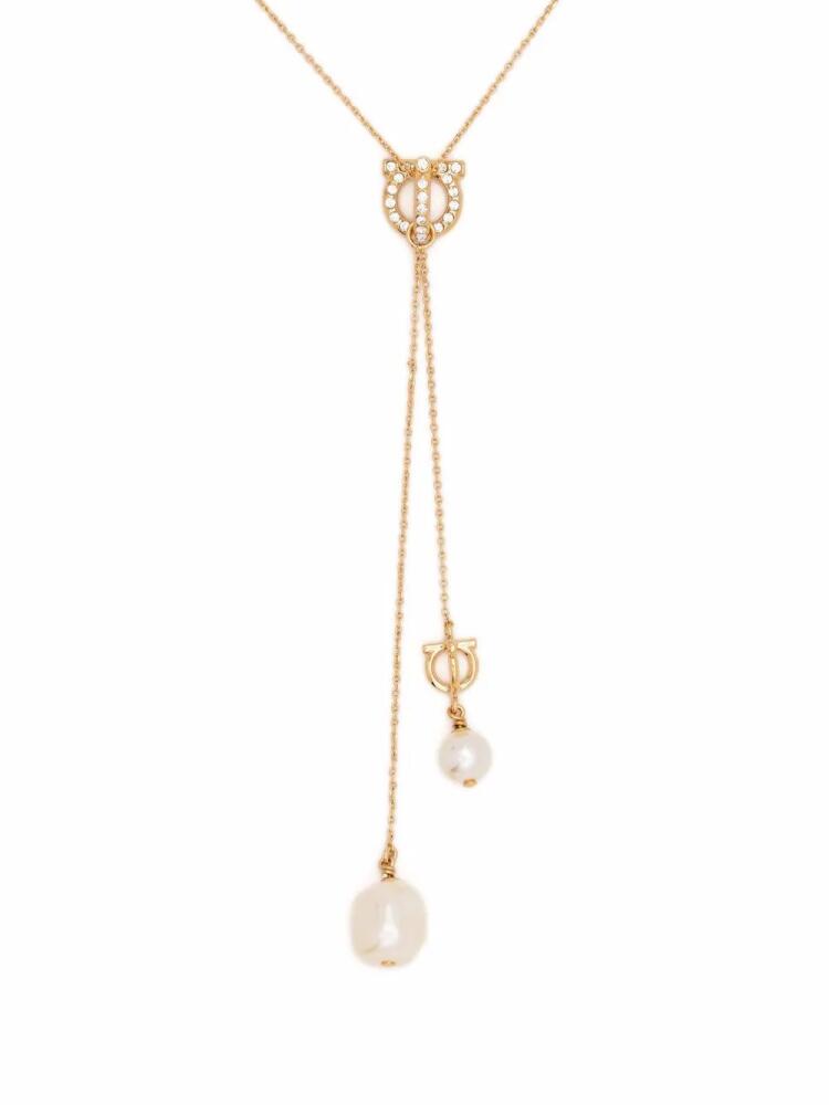 Ferragamo Gancini crystal pearl necklace - Gold Cover