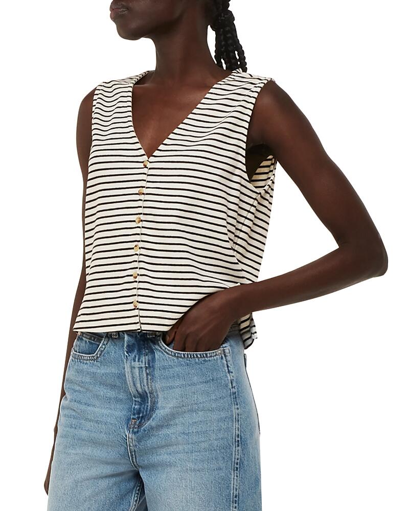 Whistles Ribbed Button Front Tank Top Cover