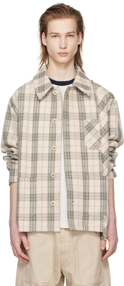 Golden Goose Beige & Green Plaid Shirt Cover