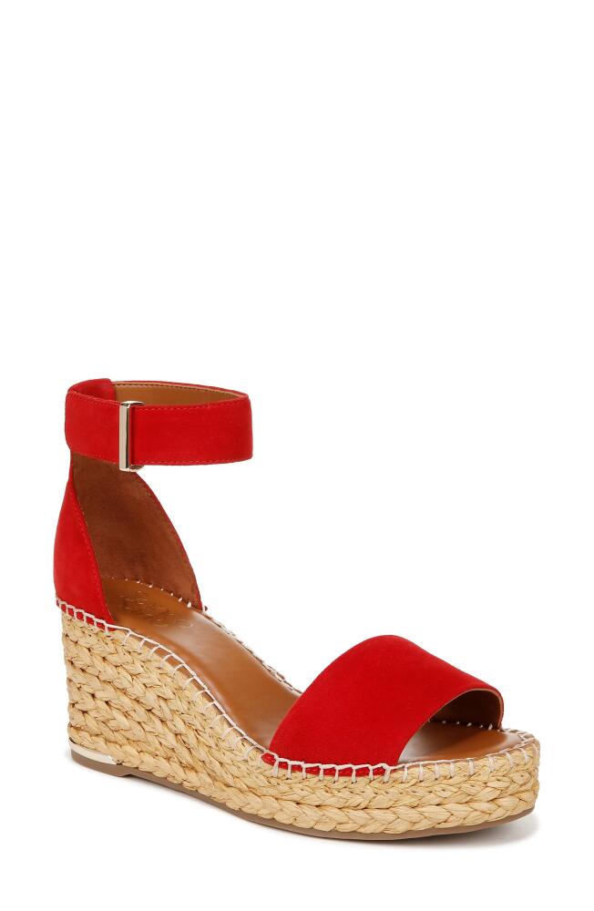 Franco Sarto Clemens Ankle Strap Platform Wedge Sandal in Red Suede Cover