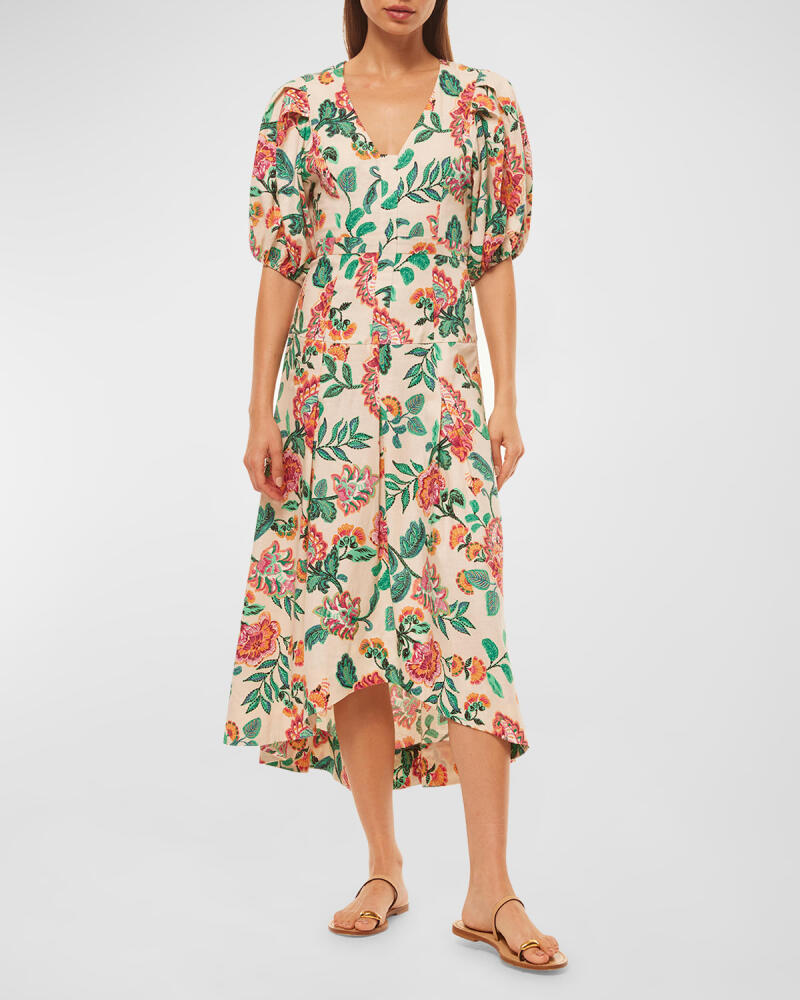 MISA Los Angeles Jamila Floral-Puff Floral Midi Dress Cover