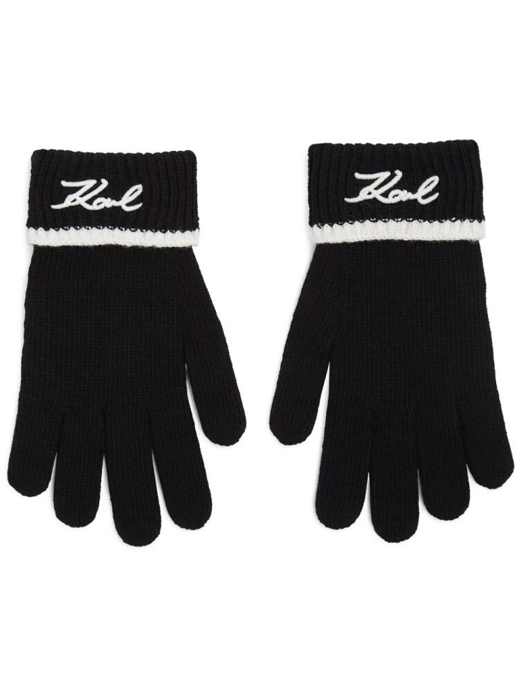 Karl Lagerfeld Signature knitted gloves - Black Cover