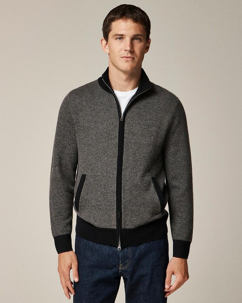 J.Crew Cashmere full-zip sweater in bird's-eye stitch Cover