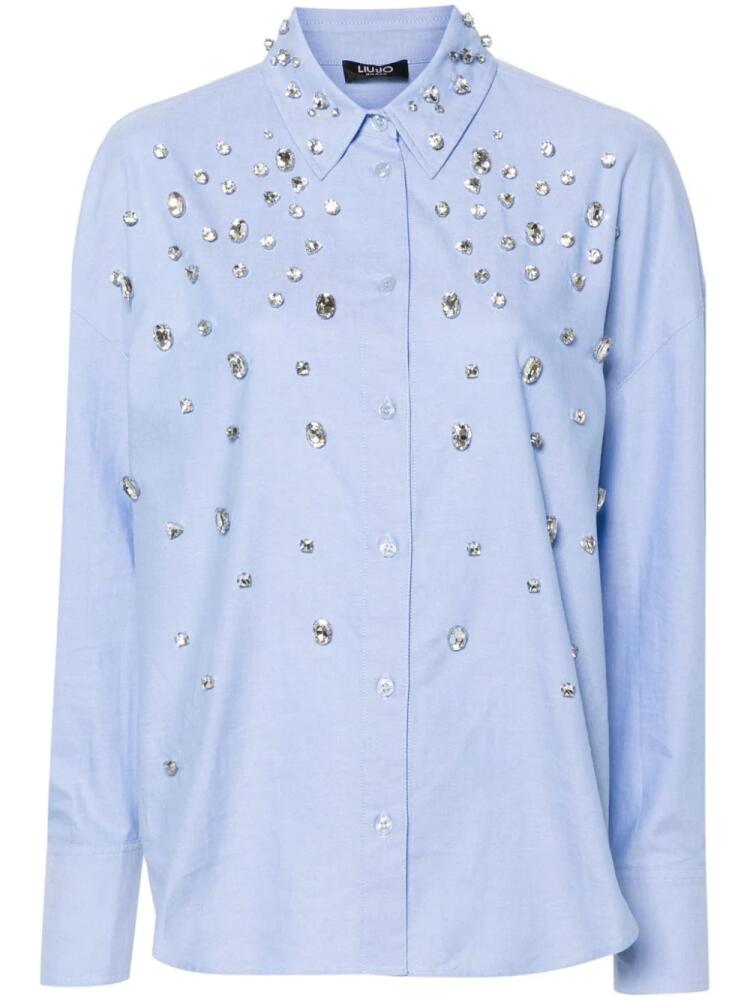 LIU JO rhinestone-embellished cotton shirt - Blue Cover