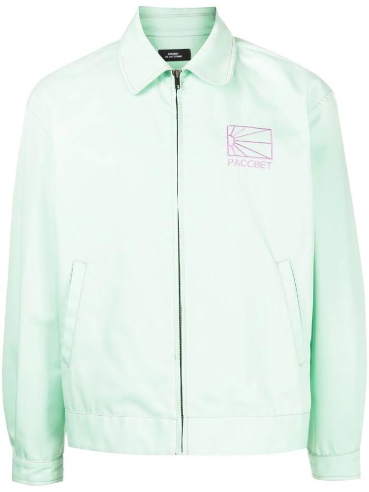 RASSVET logo-print zip-up shirt jacket - Green Cover