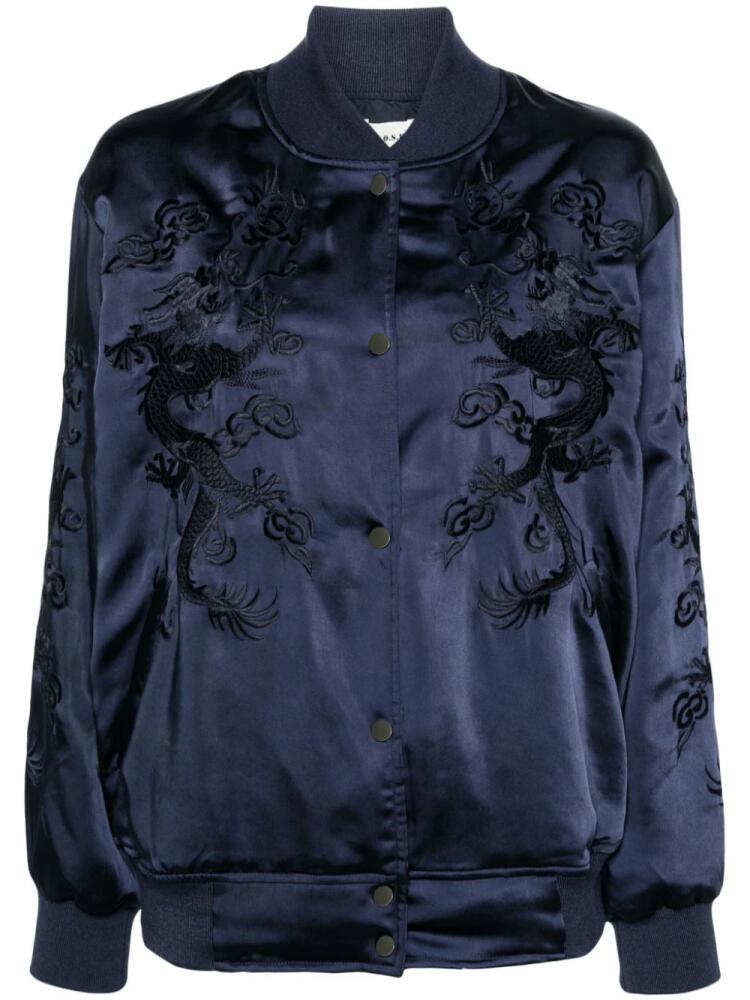 P.A.R.O.S.H. dragon-embroidered bomber jacket - Blue Cover