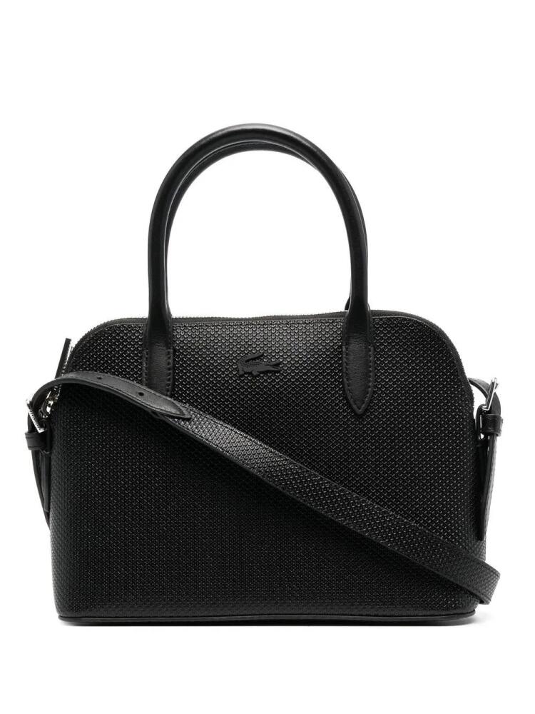 Lacoste Chantaco piqué leather mini tote bag - Black Cover