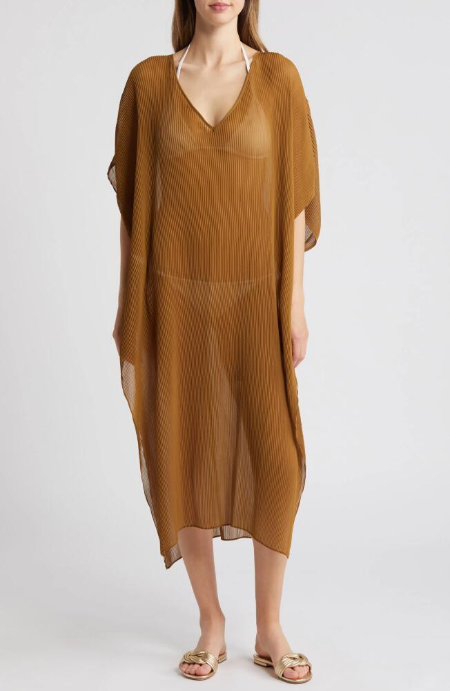 Nordstrom Pleated Sheer Caftan in Olive Breen Cover