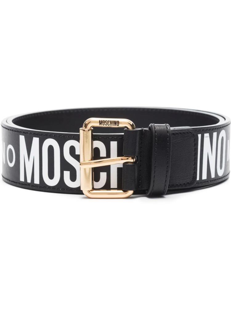 Moschino logo-print buckle belt - Black Cover