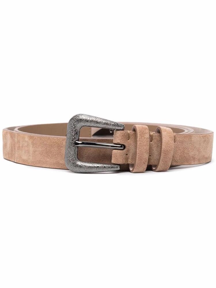 Brunello Cucinelli leather buckle belt - Neutrals Cover