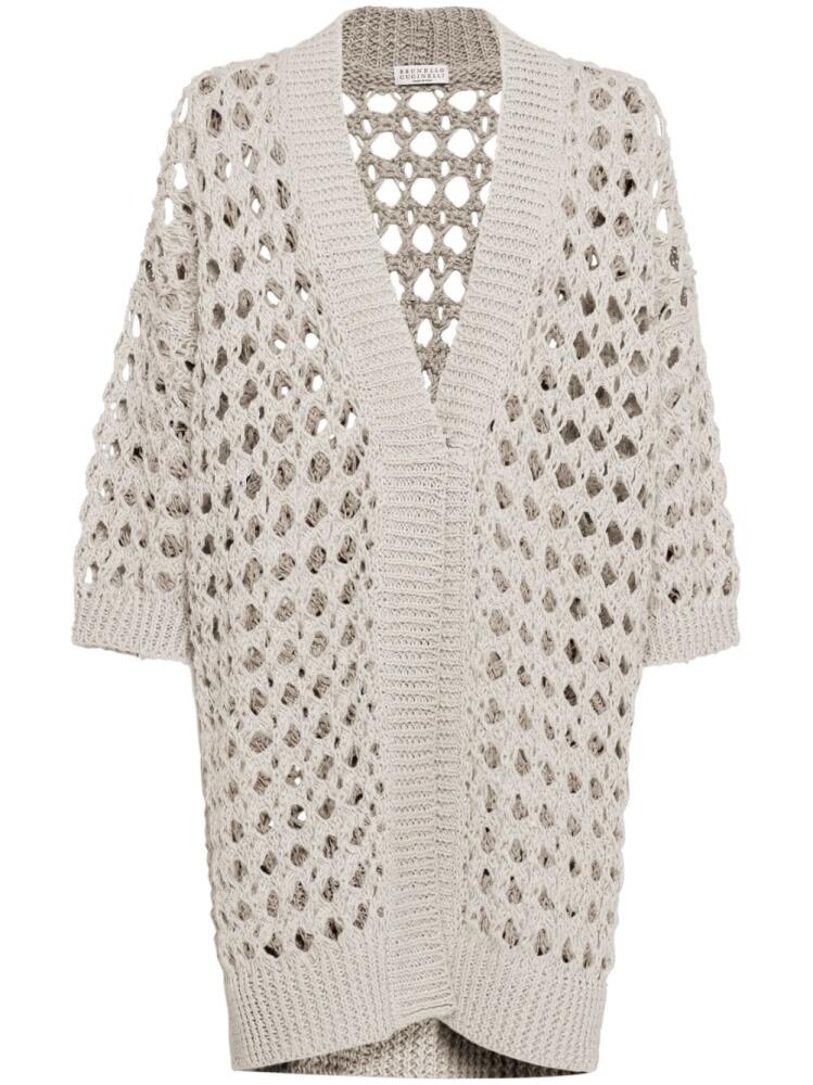 Brunello Cucinelli open-knit cardigan - Neutrals Cover