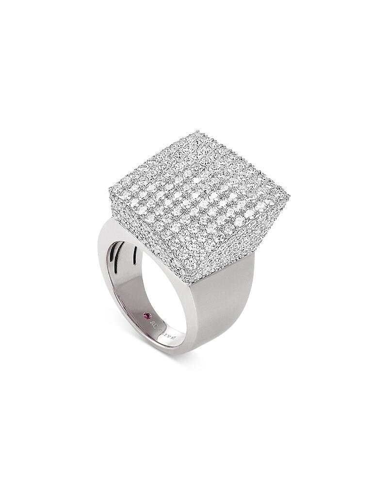 Roberto Coin 18K White Gold Sauvage Diamond Pave Square Cluster Statement Ring Cover