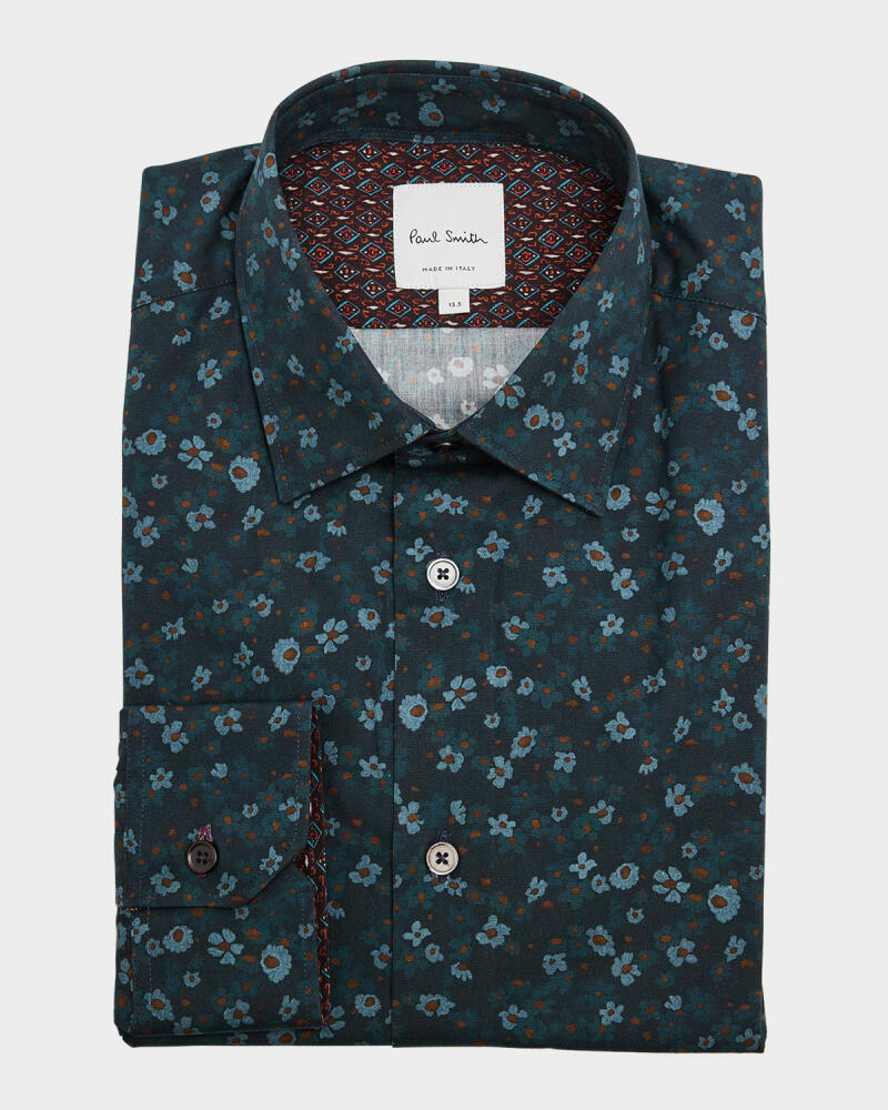 Paul Smith Men's Organic Cotton Floral Dress Shirt Cover