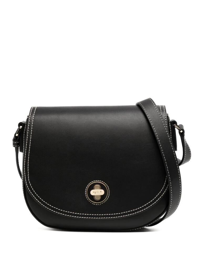 agnès b. contrast-stitching leather bag - Black Cover