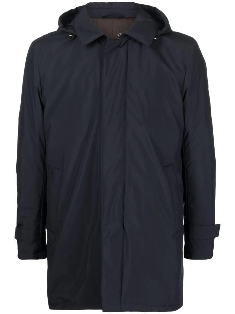 Barba zipped hooded coat - Blue Cover