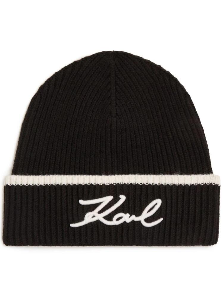 Karl Lagerfeld Signature beanie - Black Cover