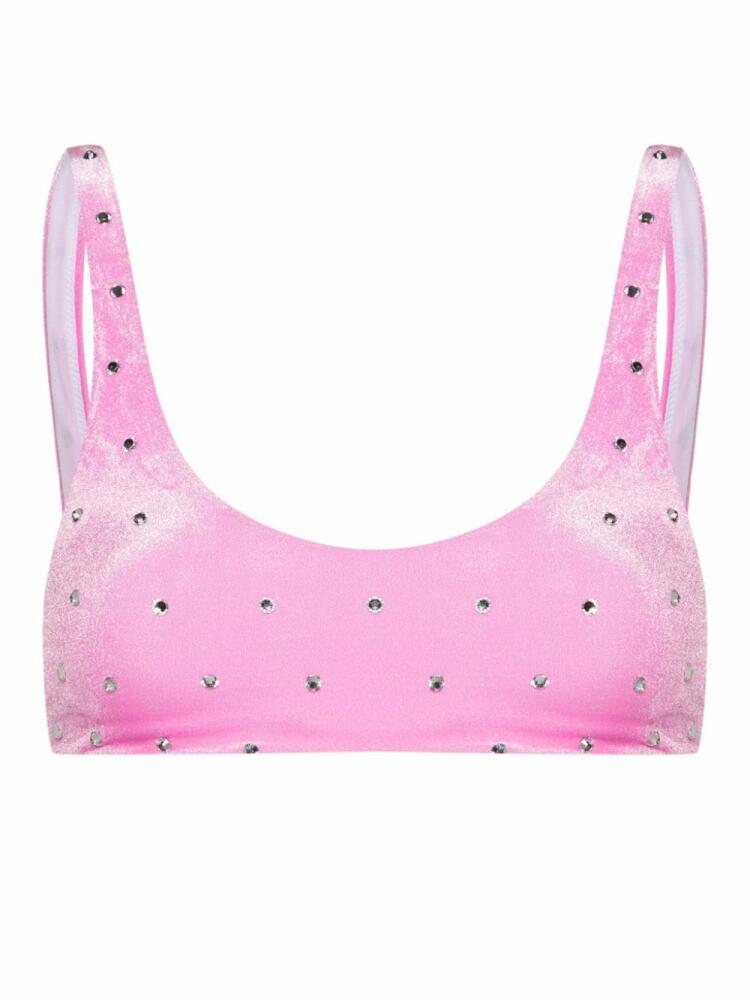 DSQUARED2 crystal-embellished velvet bikini top - Pink Cover