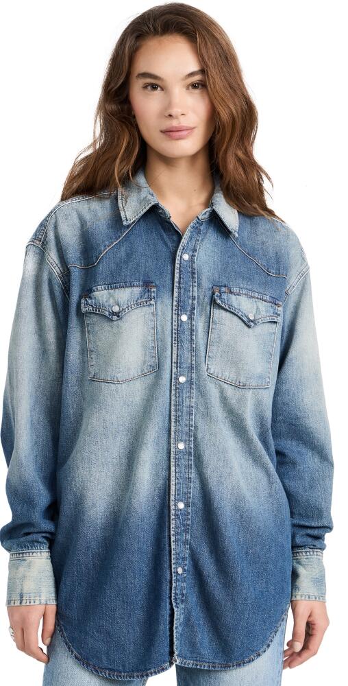 RE/DONE Oversized Western Shirt Distressed Indigo Cover