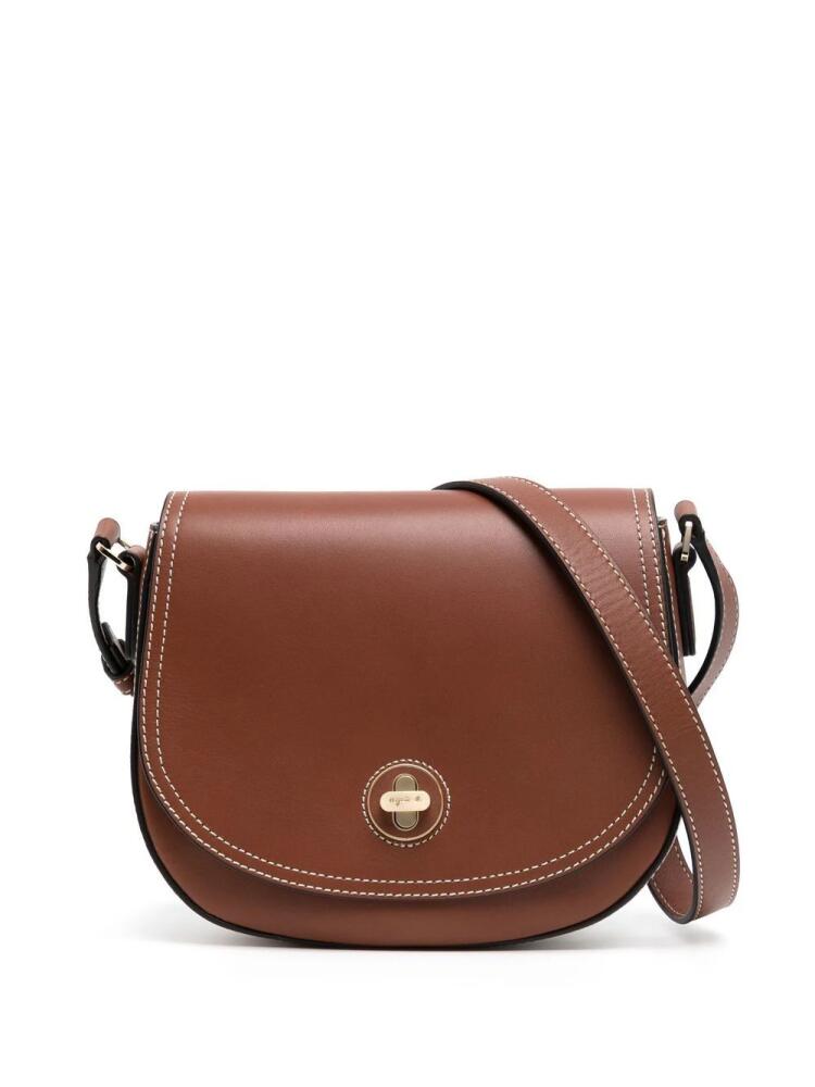 agnès b. contrast-stitching leather bag - Brown Cover