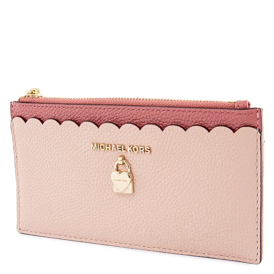 Michael Kors Large Slim Zip Card Case- Soft Pink/Multi Cover