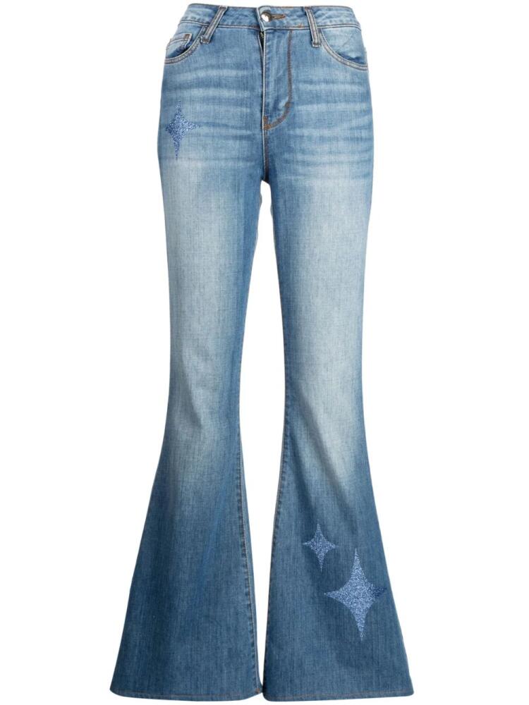 Madison.Maison star-print high-rise flared jeans - Blue Cover